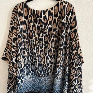 CHICO'S TRAVELERS COLLECTION MULTI ANIMAL PRINT PONCHO, SIZE 2  (LARGE/SIZE 12)